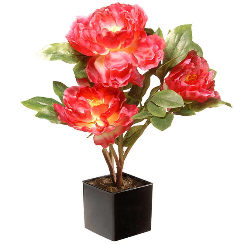 15 in. Spring Red Peony Flower Pot