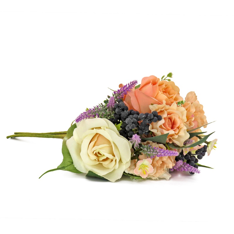 16 in. Spring Bouquet with Rose Blooms, Berry Clusters, Lavender