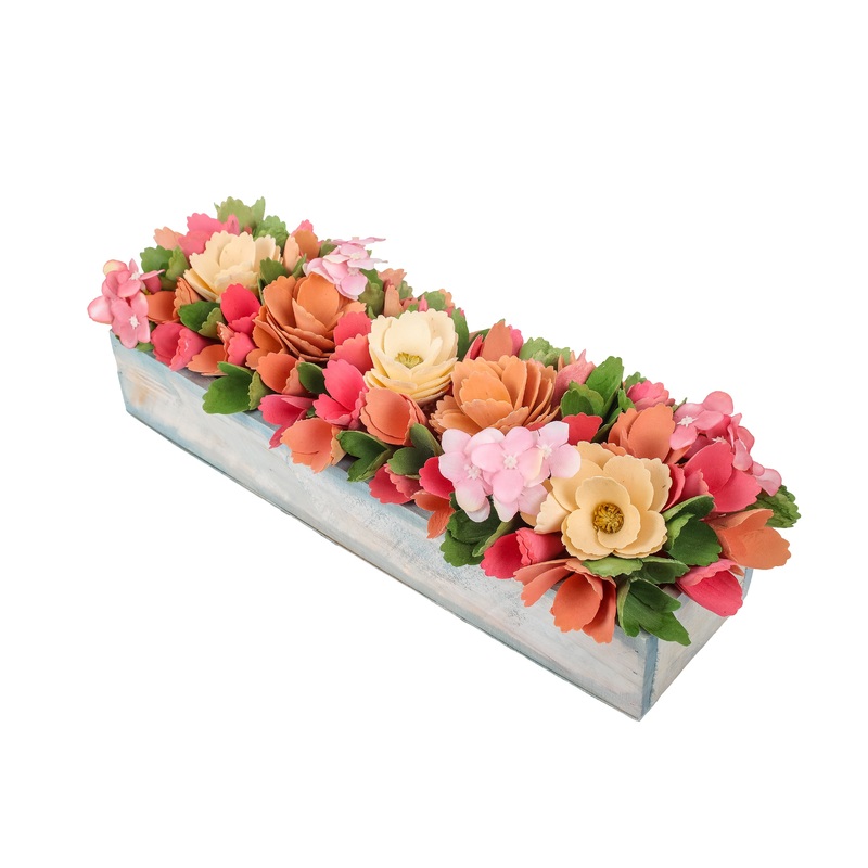 16 in. Spring Multicolor Handcrafted Floral Window Box Decor