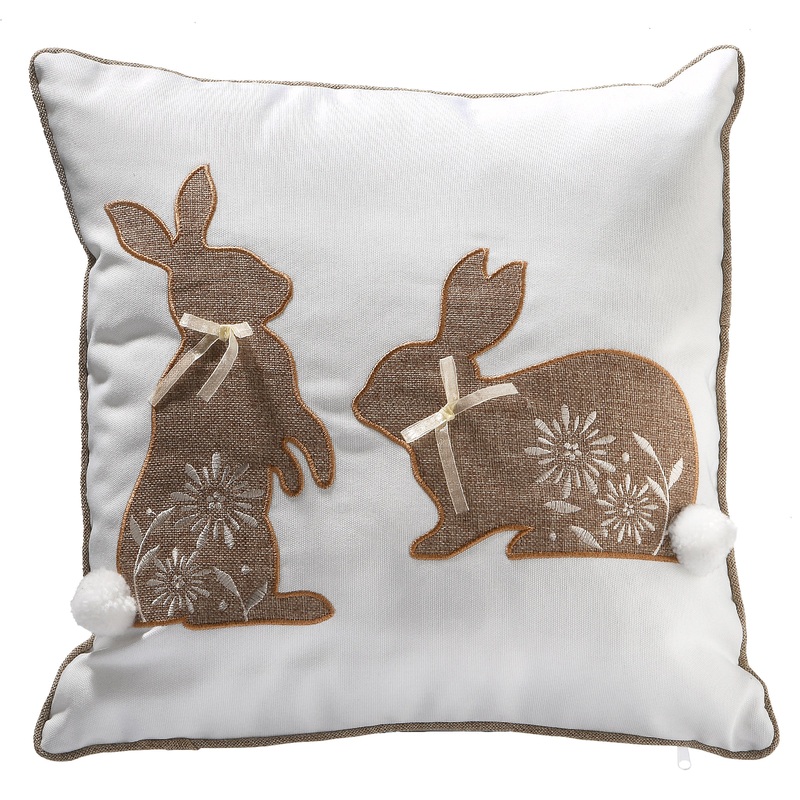 16 in. Two Easter Bunnies Decorative Pillow