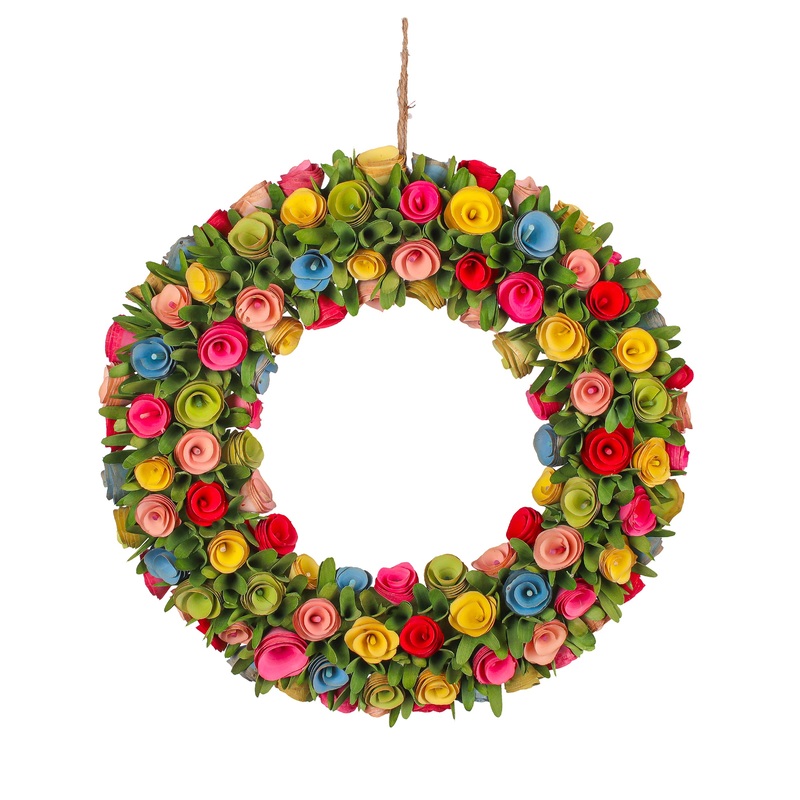 18 in. Spring Multicolor Floral Wreath