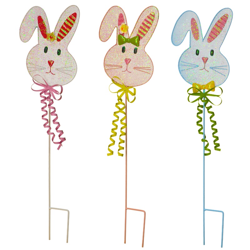 24 in. Easter Bunny  Garden Stakes Lawn Decorations, Set of 3