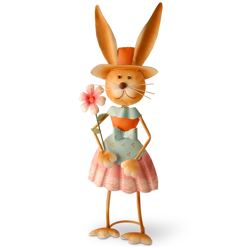 27" Metal Female Rabbit Decoration