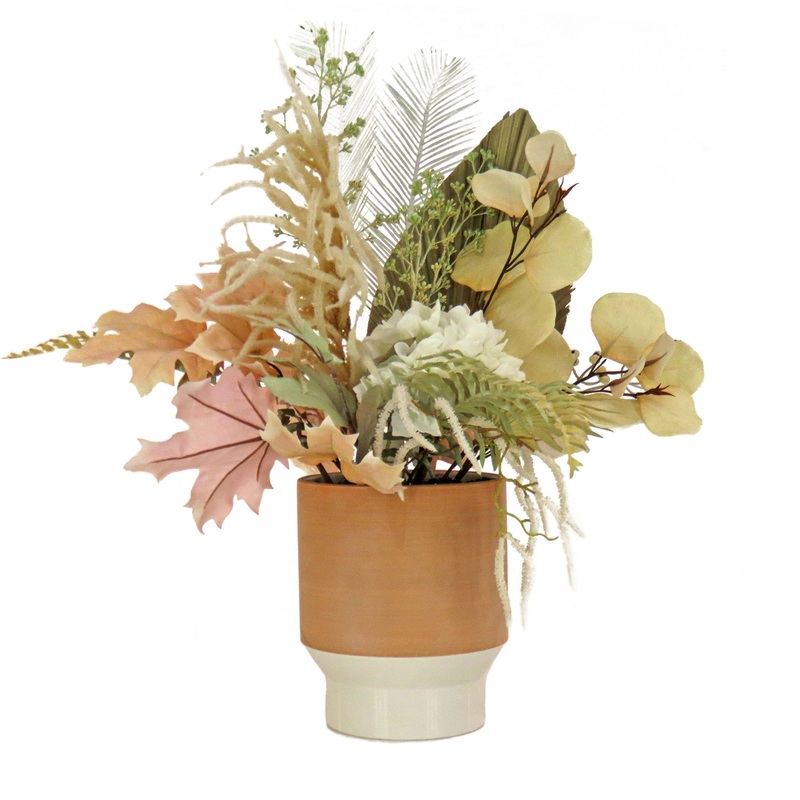 32 in. Spring Potted Plant Table Decoration with Assorted Palms, Leaves, Hydrangea