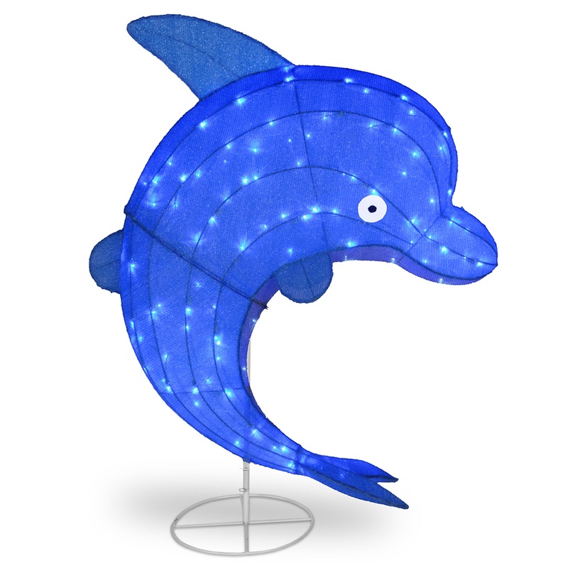 40 in. Pre-Lit Blue Dolphin Outdoor Decoration with LED Lights