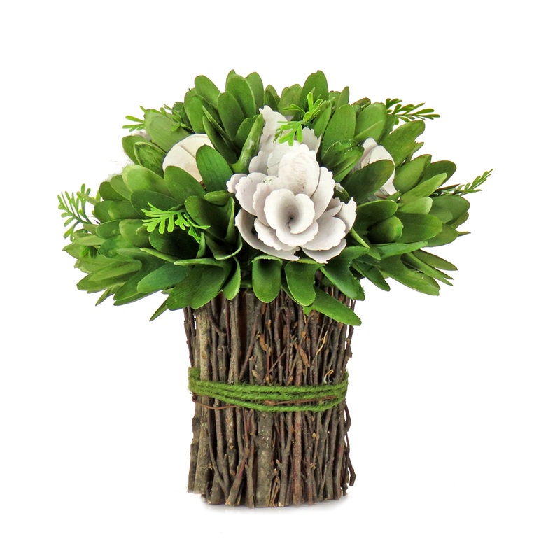 9 in. Spring Floral Bundle with Floral Blooms, Twig Base