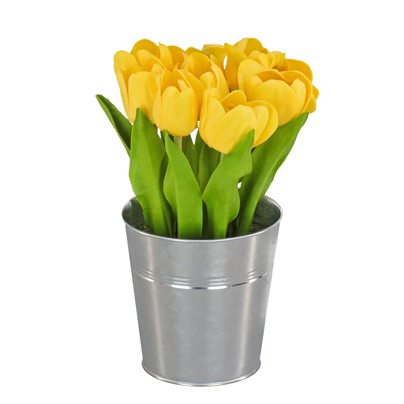 9 in. Spring Light Yellow Tulip Bouquet