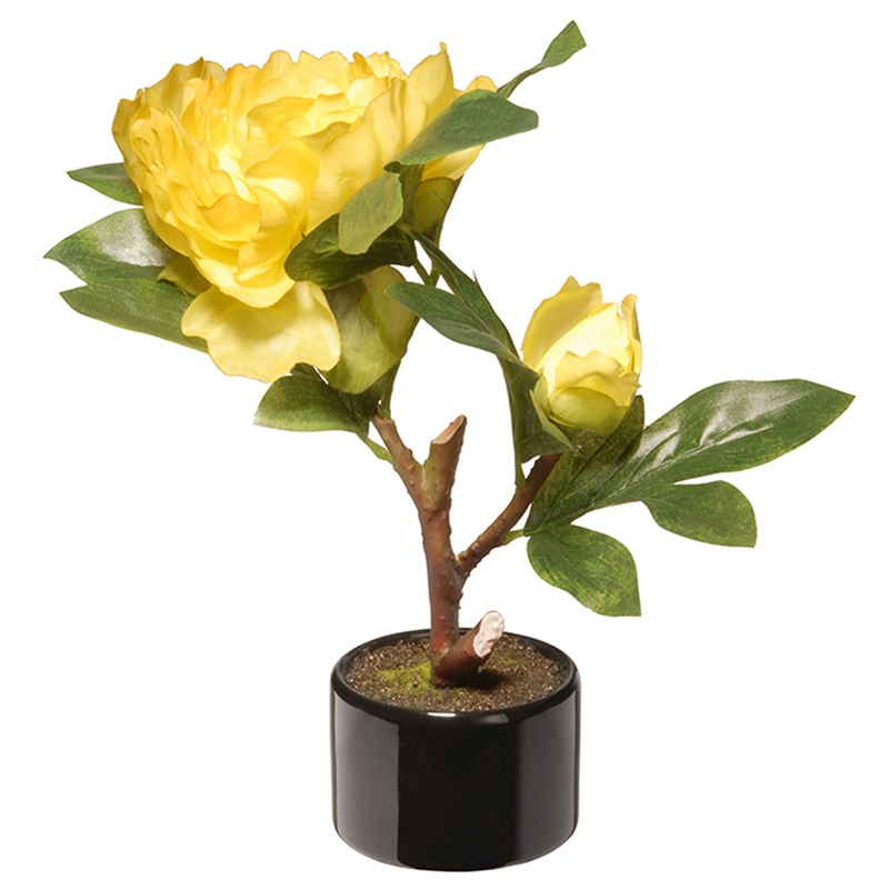 10 in. Spring Yellow Peony Flower Pot
