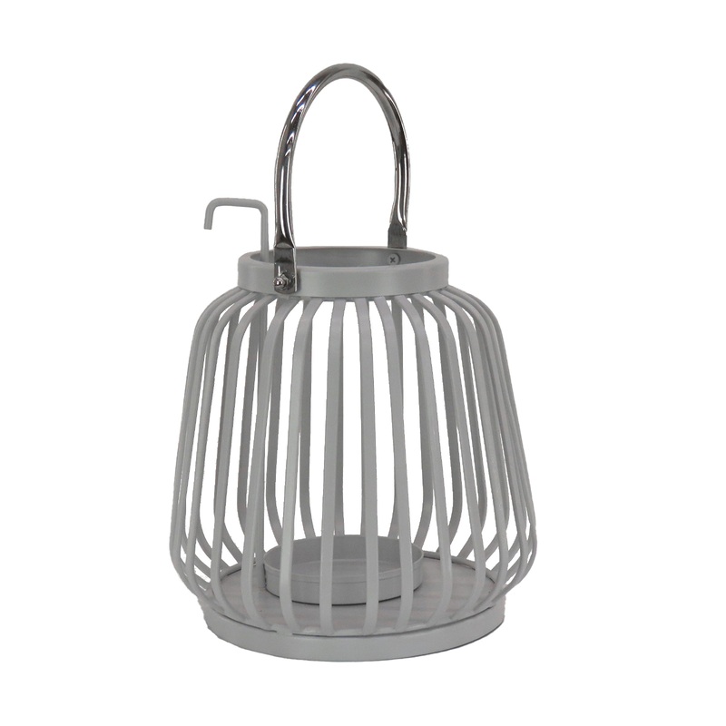 11 in. Modern Design and Finish Glacier Gray Outdoor Lantern Candleholder