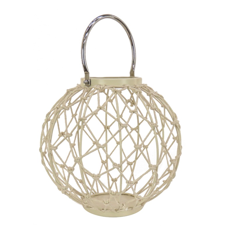 12 in. Modern Design and Finish Bleached Sand Outdoor Lantern Candleholder