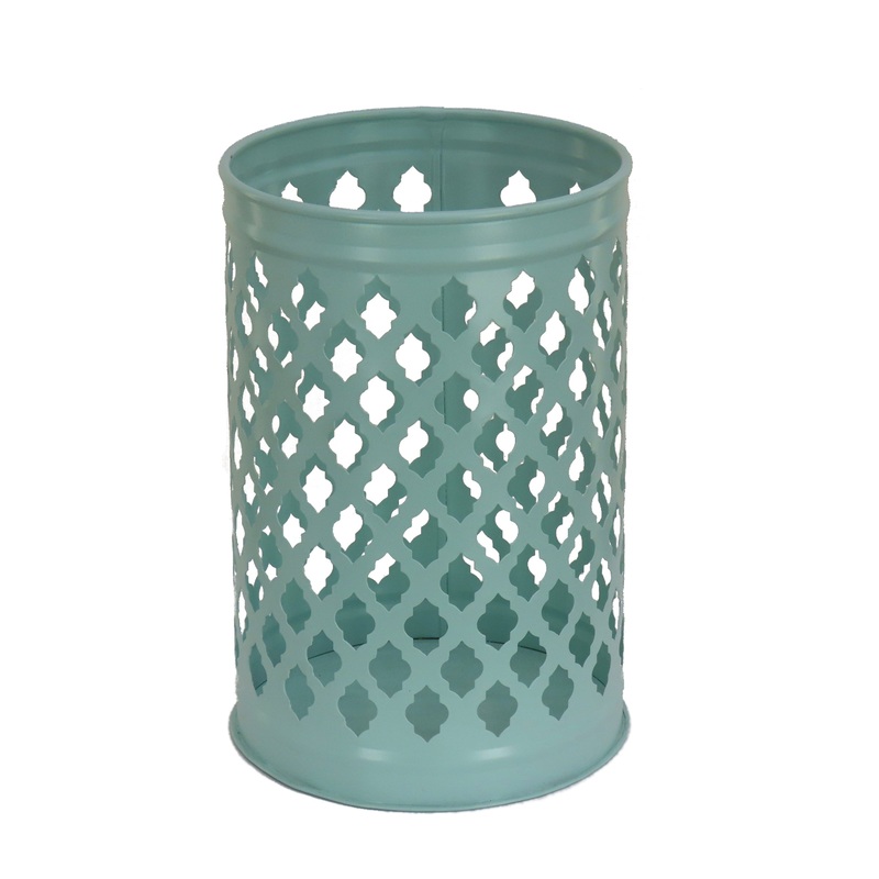 12 in. Modern Design and Finish Gossamer Green Outdoor Lantern Candleholder