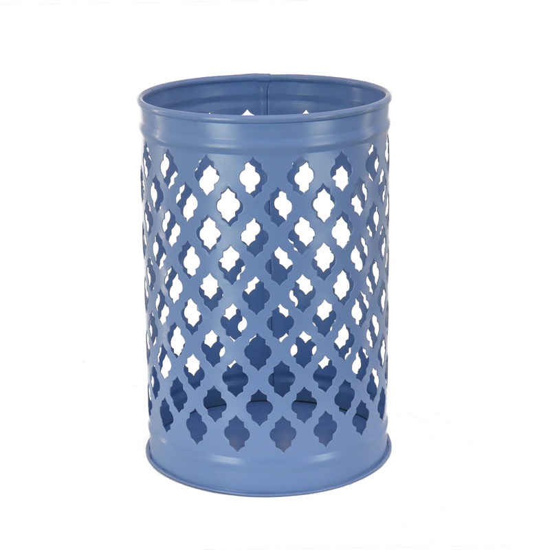 12 in. Modern Design and Finish Ice Melt Blue Outdoor Lantern Candleholder