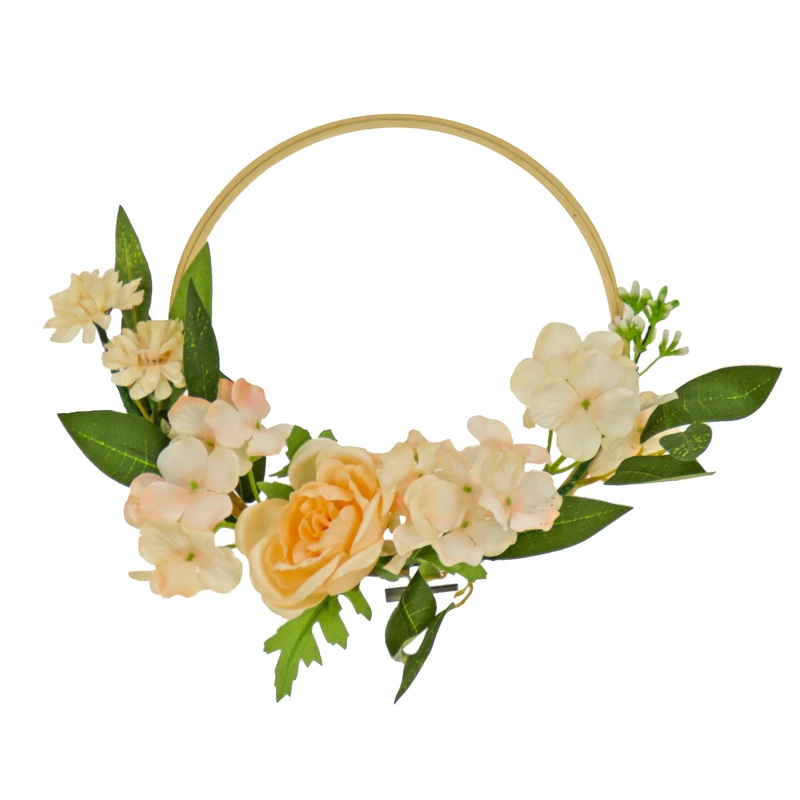 12 in. Spring Table Wreath with Hydrangea and Victorian Rose