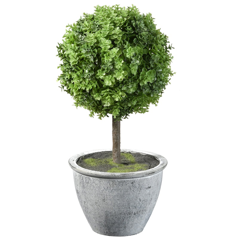 13 in. Ball Topiary in a Gray Pot Base