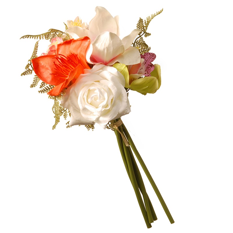 13 in. Spring White Rose Bundle