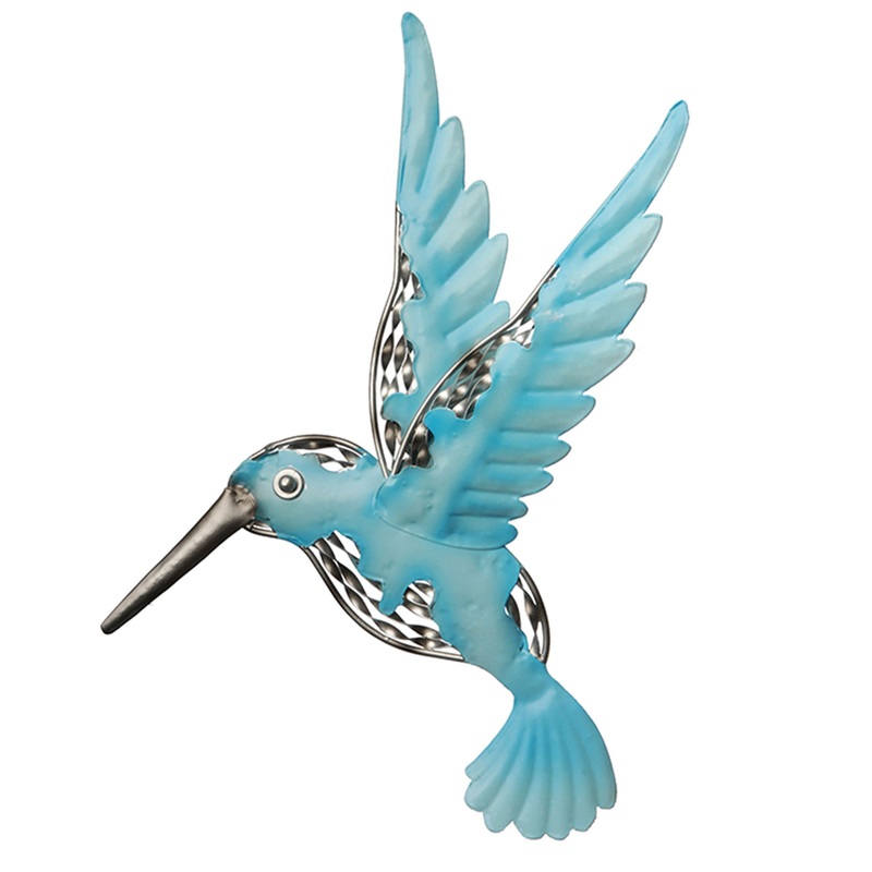 14 in. Majestic Blue Bird Metal Wall Decoration