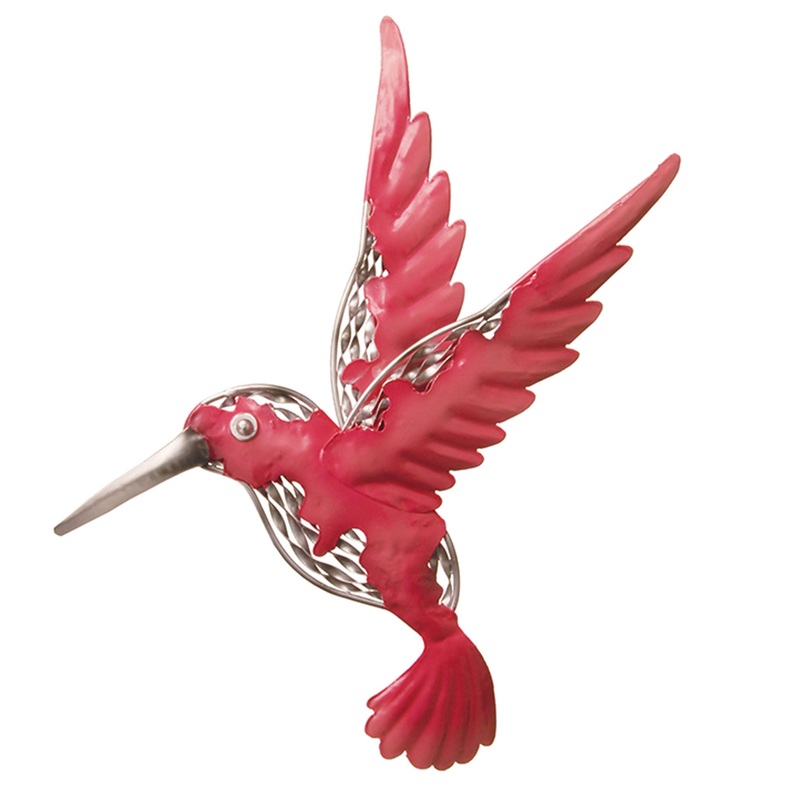 14 in. Majestic Pink Bird Metal Wall Decoration