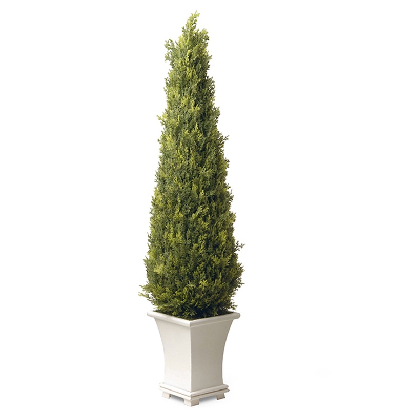 42 in. Juniper Topiary Entrance Tree in a Stylish Wooden White Base