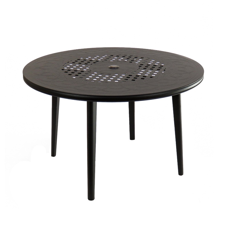 48 in. All Weather Round Dining Table, Black Finish, Cast Aluminum, Darby Collection