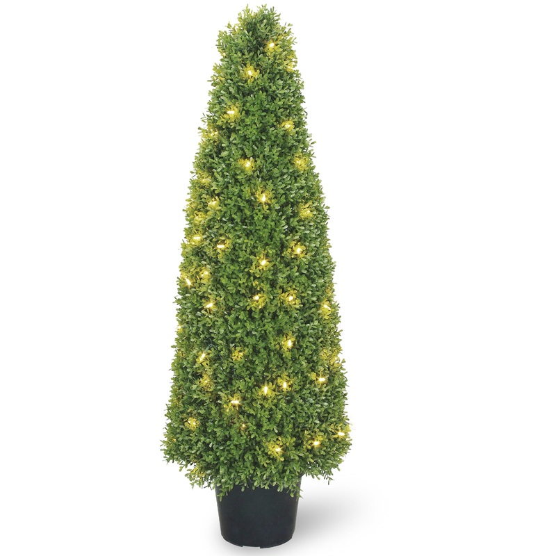 48 in. Pre-Lit Boxwood Topiary Tree