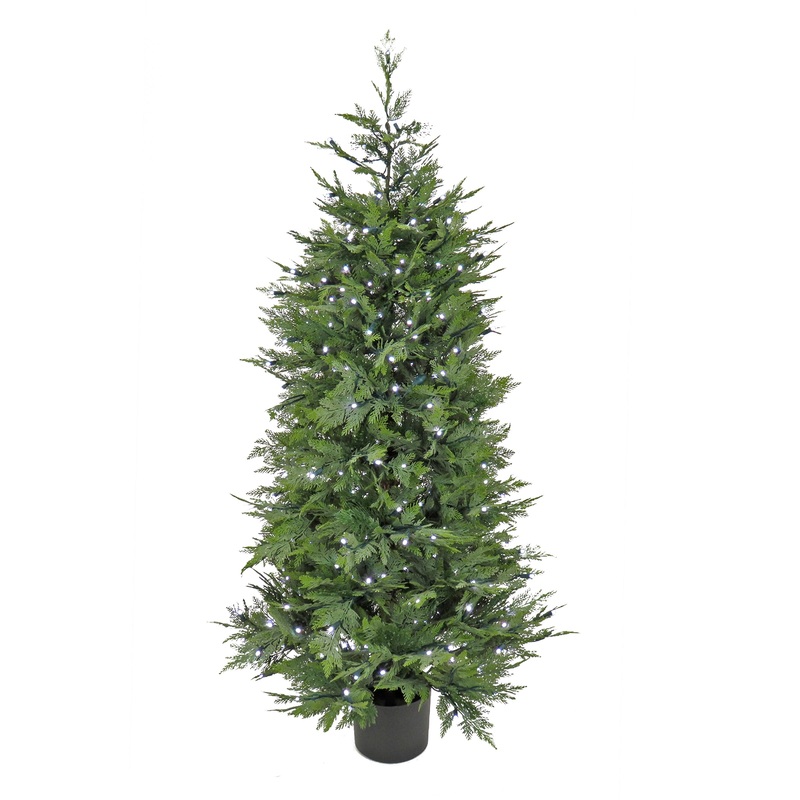 5 ft. Cypress Topiary Tree in Black Plastic Nursery Pot with Multi-Function LED Lights
