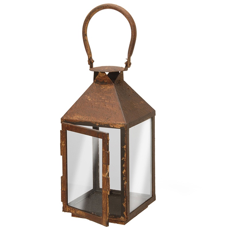 6 in. Spring Rusted Metal Lantern Hanging Decoration