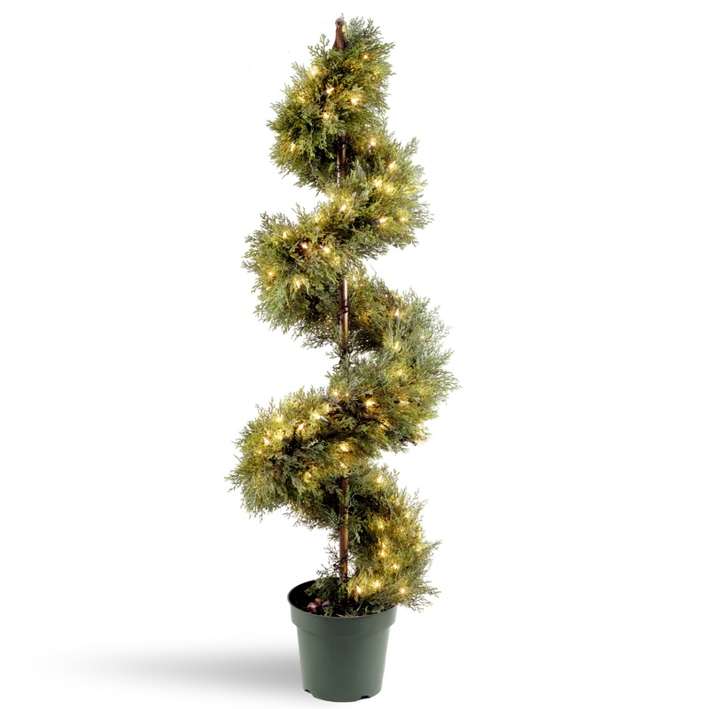 60 in. Pre-Lit Juniper Spiral Topiary