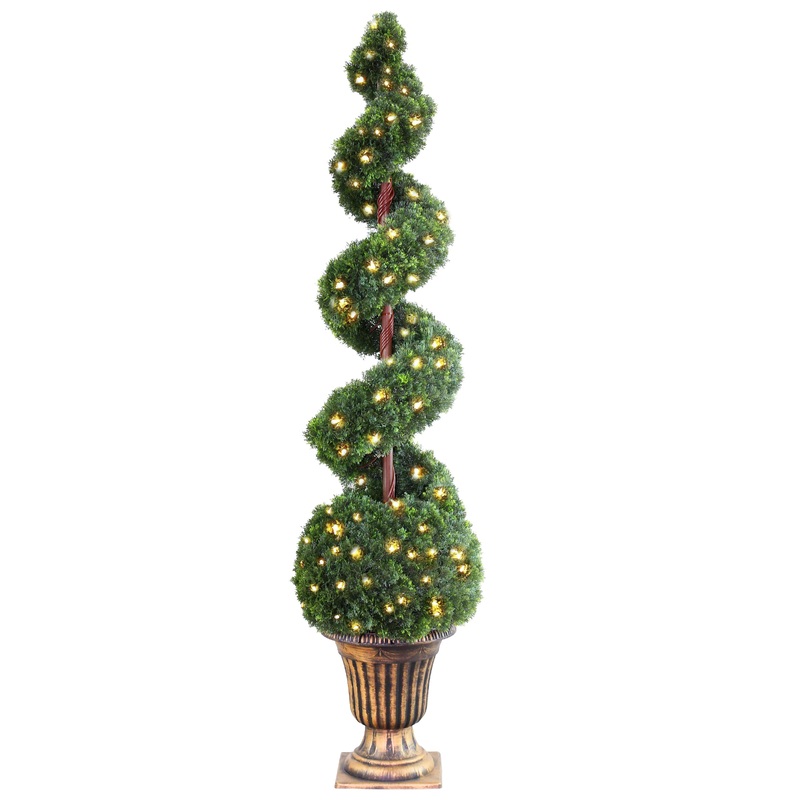 66 in. Pre-Lit Cedar Spiral Topiary Tree