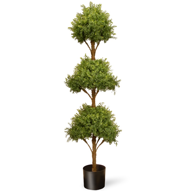 72 in. Mini Tea Leaf Three-Ball Topiary