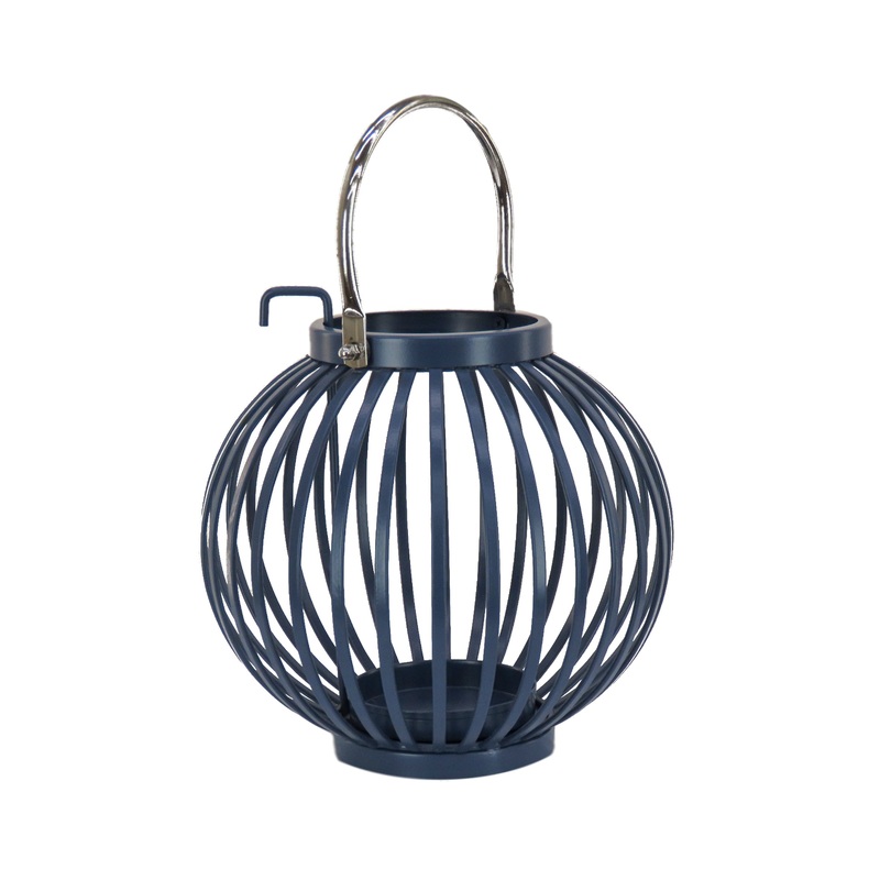 10 in. Modern Design and Finish Dark Blue Outdoor Lantern Candleholder