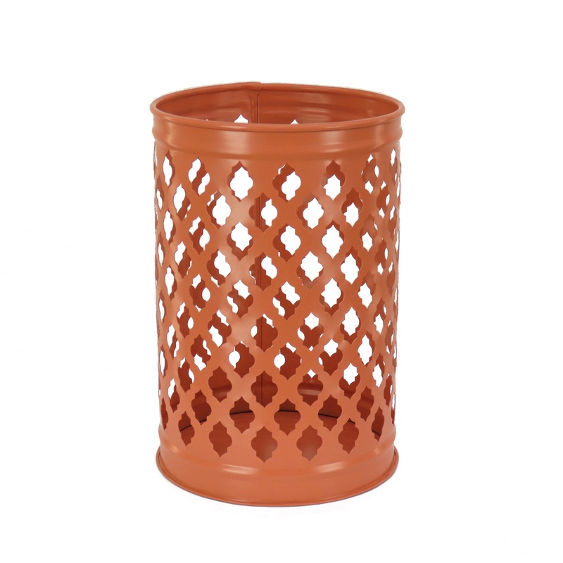 12 in. Modern Design and Finish Pastel Orange Outdoor Lantern Candleholder