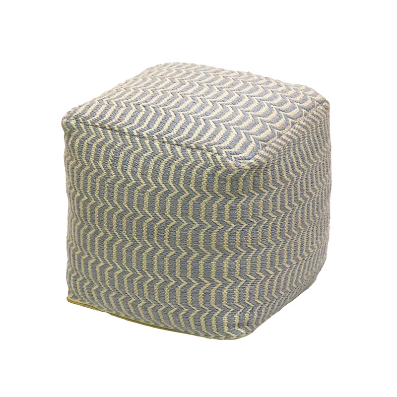 16 in. Gray Hand Woven Pouf Ottoman