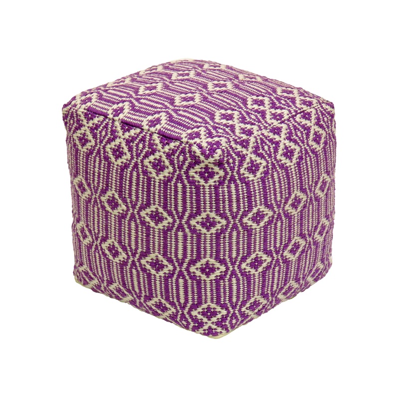 16 in. Lavender Hand Woven Pouf Ottoman
