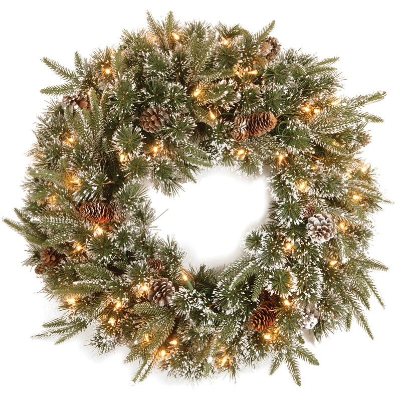 24 in. Pre-Lit Liberty Pine Wreath with Clear Lights, Plug-In