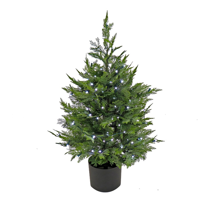 3 ft. Cypress Topiary Tree in Black Plastic Nursery Pot with Multi-Function LED Lights