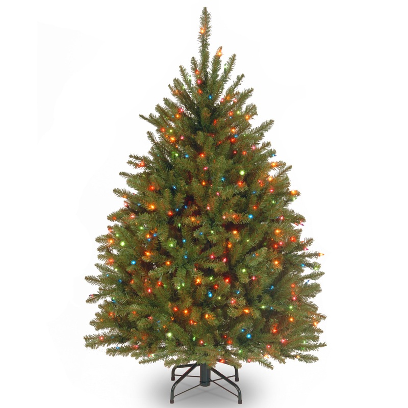 4.5 ft. Pre-Lit Dunhill Fir Tree with Multicolor Lights, Plug-In