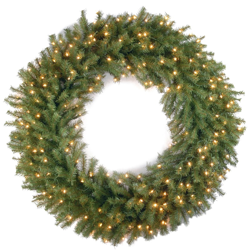 42 in.Pre-Lit Norwood Fir Deluxe Wreath with Clear Lights, Plug-In