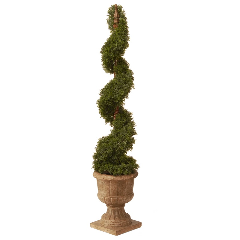 48 in. Upright Juniper Spiral Topiary Tree in a Decorative Urn