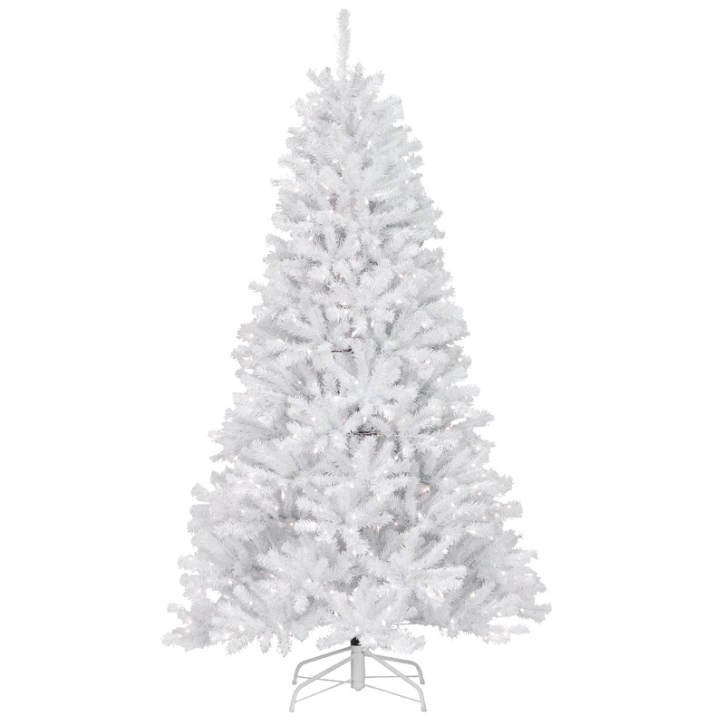 7 ft. Pre-Lit North Valley Spruce White Tree with Clear Lights, Plug-In