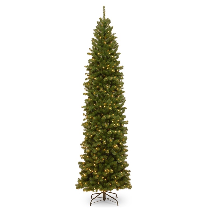 9 ft. Pre-Lit North Valley Spruce Pencil Slim Tree with Clear Lights, Plug-In