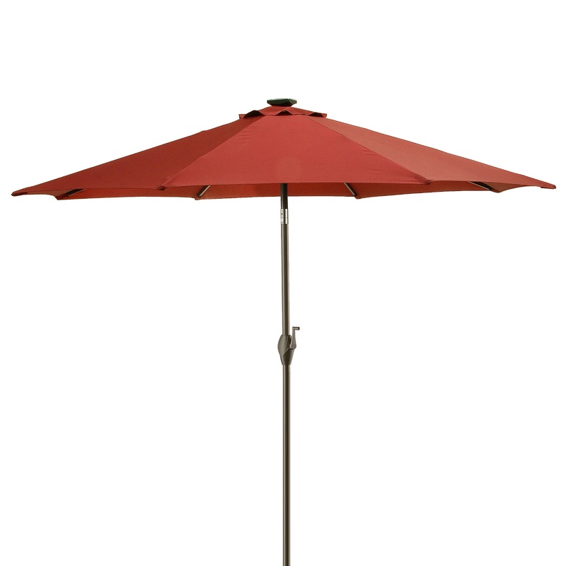 9 ft. Red Umbrella with Solar Power LED Lights