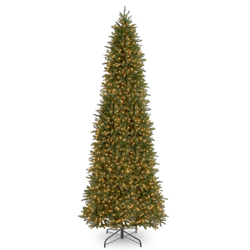 12 ft. Pre-Lit Jersey Fraser Fir Pencil Slim Tree with Clear Lights