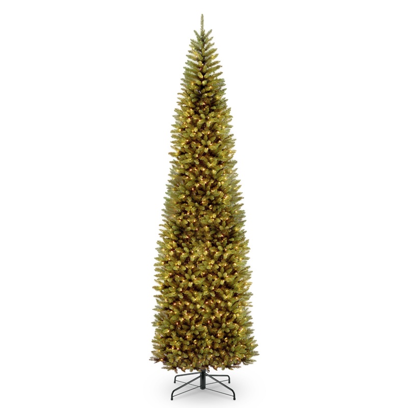 12 ft. Pre-Lit Kingswood Fir Pencil Slim Tree with Clear Lights, Plug-In