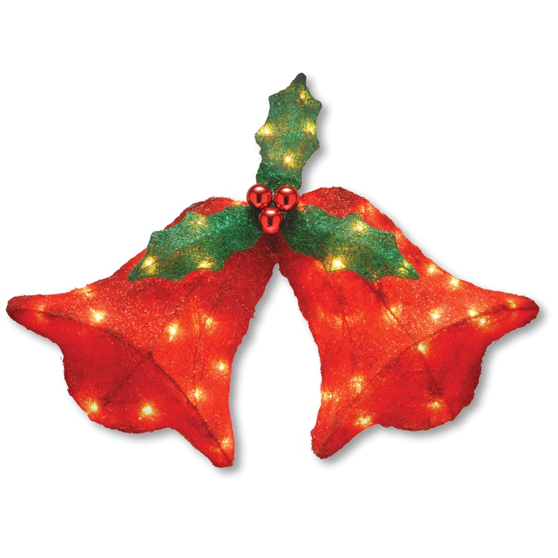 12 in. Pre-Lit Sisal Bells with Holly