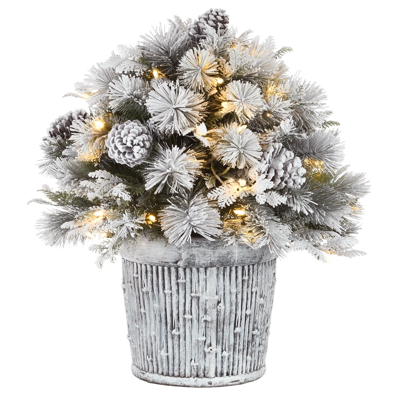 22 in.Pre-Lit Snowy Chiwaw Basin Tree with LED Lights, Plug-In