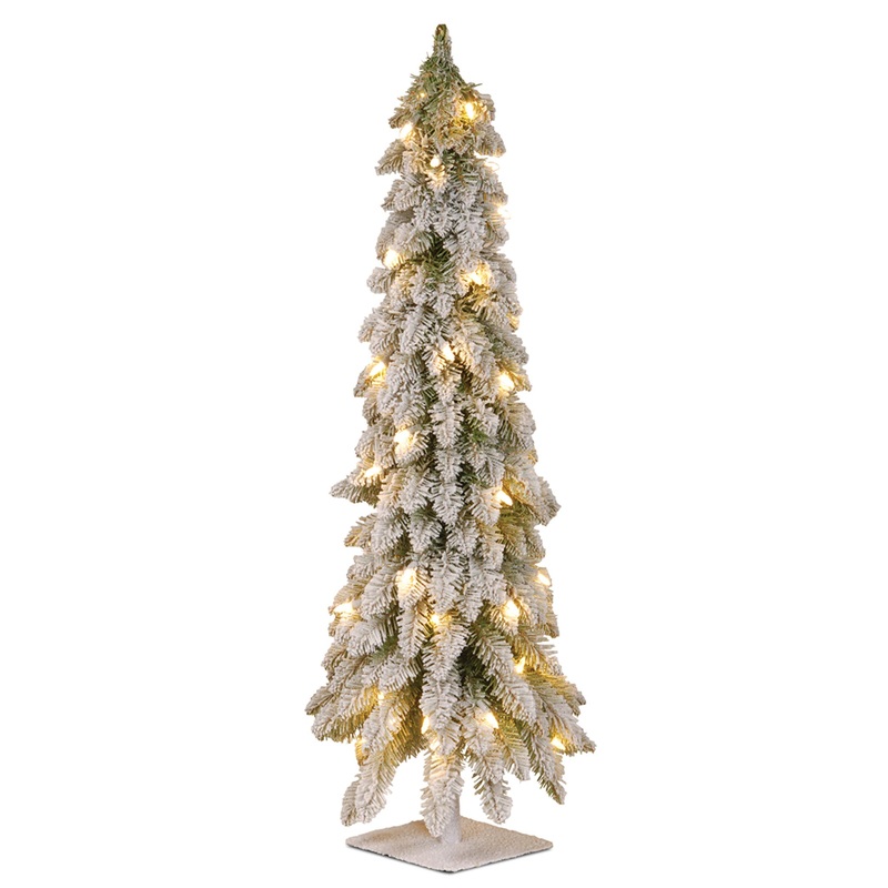 3 ft. Pre-Lit Snowy Downswept Forest Tree with Clear Lights, Plug-In