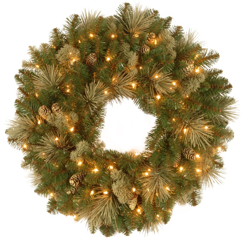 30 in. Pre-Lit Carolina Pine Wreath with LED Lights