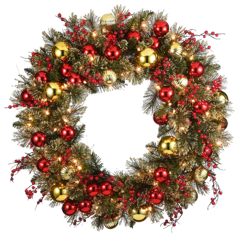 30 in. Pre-Lit Dakota Pine Wreath with LED Lights