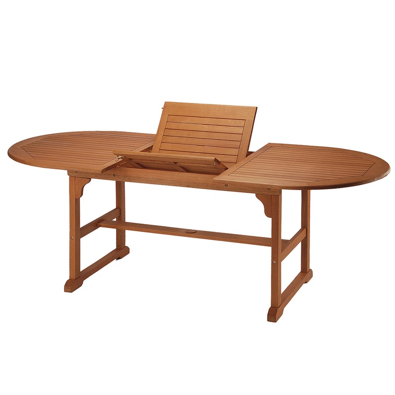 79x35x30 in. Eucalyptus Grandis Wood Oval Extention Table, Natural Color
