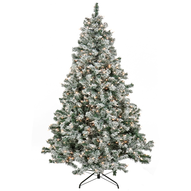 9 ft. Pre-Lit Snowy Crestview Tree with Clear Lights, Plug-In